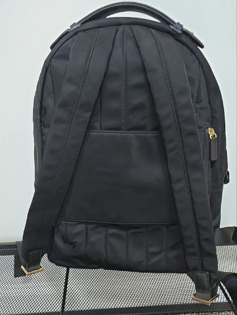 Michael Kors Black Nylon Backpack with Gold Accents